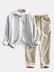 Shirt and Pants Set | Button-Up | Long Sleeve | Linen Two-Piece Set | Men's Co-Ord
