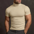 Turtleneck T-Shirt - Men's High Neck Slim Fit Short Sleeve Sweater