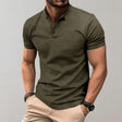 Henley Shirt - Men's Short Sleeve Plain Button Neck Polo T-Shirt