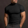 Turtleneck T-Shirt - Men's High Neck Slim Fit Short Sleeve Sweater