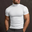 Turtleneck T-Shirt - Men's High Neck Slim Fit Short Sleeve Sweater