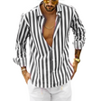 Striped Shirt - Men's Casual Button-Up Long Sleeve Shirt