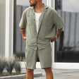 Two-Piece Set - Men's Short Sleeve Shirt and Shorts Set for Summer