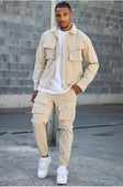 Overshirt - Men's Long Sleeve Button-Up Shirt with Breast Pockets