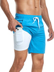 Swim Shorts - Men's Drawstring Quick Dry 2-in-1 Board Shorts