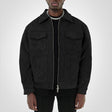 Suede Jacket - Men's Short Zip-Up Autumn Jacket with Pockets