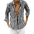 Striped Shirt - Men's Casual Button-Up Long Sleeve Shirt