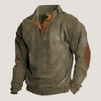 Pullover Sweater | Elbow Patches | Quarter Button-Up | Ribbed Sweater | Men's Clothing