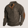 Pullover Sweater | Elbow Patches | Quarter Button-Up | Ribbed Sweater | Men's Clothing