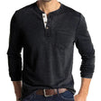 Long Sleeve T-Shirt - Men's Casual Quarter Button Crew Neck Basic Shirt