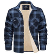 Plaid Overshirt - Men's Button-Up Fleece Lined Shirt Jacket for Winter
