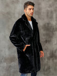 Faux Fur Coat - Men's Fluffy Mid Length Fake Fur Winter Coat
