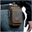Belt Bag - Men's Small Brown Waist Bag with Zipper
