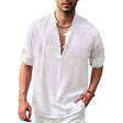 Linen Shirt - Men's Loose Fit Lightweight V-Neck Summer Shirt