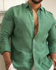 Linen Shirt - Cotton - Long Sleeve - Button-Up Shirt - Men's Shirts