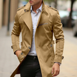 Trench Coat - Men's Classic Mid Length Single Breasted Trench Coat