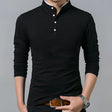 Long Sleeve T-Shirt - Buttoned Up - Slim Fit - Polo Shirt - Men's Clothing