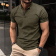 Summer T-shirt - Men's Short Sleeve Button Neck Polo T-Shirt