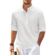 Summer Shirt - Men's Lightweight Half Buttoned Long Sleeve Shirt
