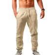 Linen Pants - Men's Elastic Waist Loose Fit Summer Pants