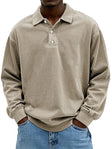 Polo Sweatshirt - Men's Relaxed Fit Button Neck Collared Pullover
