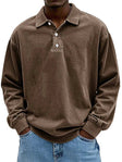 Polo Sweatshirt - Men's Relaxed Fit Button Neck Collared Pullover
