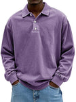 Polo Sweatshirt - Men's Relaxed Fit Button Neck Collared Pullover
