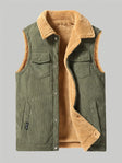 Corduroy Vest - Men's Casual Sherpa Fleece-Lined Vest for Autumn