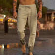 Linen Pants - Drawstring - Elastic Waist - Casual Pants - Men's Pants