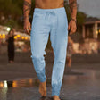 Linen Pants - Drawstring - Elastic Waist - Casual Pants - Men's Pants