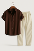 Two-Piece Set | Short Sleeve | Button-Up | Pants and Shirt Set | Men's Summer Clothes
