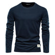 Long Sleeve T-Shirt - Men's Plain Crew Neck Long Sleeve Shirt