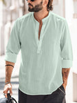 Linen Shirt - Half Buttoned - Long Sleeve - Summer Shirt - Men's Shirt