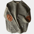 Men's Jumper - Elbow Patches - Regular Fit - Men's Knit Pullover - Knitted Sweater