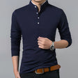 Long Sleeve T-Shirt - Buttoned Up - Slim Fit - Polo Shirt - Men's Clothing