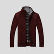Knitted Cardigan - Men's Warm Standing Collar Zip-Up Cardigan