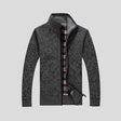 Knitted Cardigan - Men's Warm Standing Collar Zip-Up Cardigan