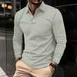 Polo Shirt - Men's Collared Long Sleeve Polo Shirt
