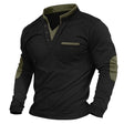 Men's V-Neck Pullover - Elbow Patches - Button Neck - Sweatshirt - Men's Clothing