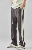 Straight Leg Pants - Drawstring - Cotton - Retro Track Pants - Men's Pants