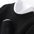 Knitted Jumper - Men's Warm Round Neck Knit Pullover Sweater
