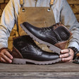 Leather Boots - Men's Black and Brown Lace-Up Ankle Boots