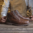 Leather Boots - Men's Black and Brown Lace-Up Ankle Boots