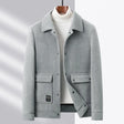 Wool Jacket - Men's Short Button-Up Jacket with Pockets