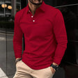 Polo Shirt - Men's Collared Long Sleeve Polo Shirt