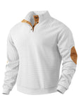 Sweatshirt - Men's Warm Waffle Pullover Sweater with Elbow Patches