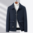 Wool Jacket - Men's Short Button-Up Jacket with Pockets
