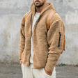 Sherpa Hoodie - Warm Fleece Jacket with Hood and Zipper for Men