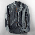 Shirt with Button Placket | Long-sleeved | Cotton | Linen Shirt | Men's Clothing