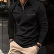 Polo Shirt - Men's Collared Long Sleeve Quarter Zip Polo Shirt